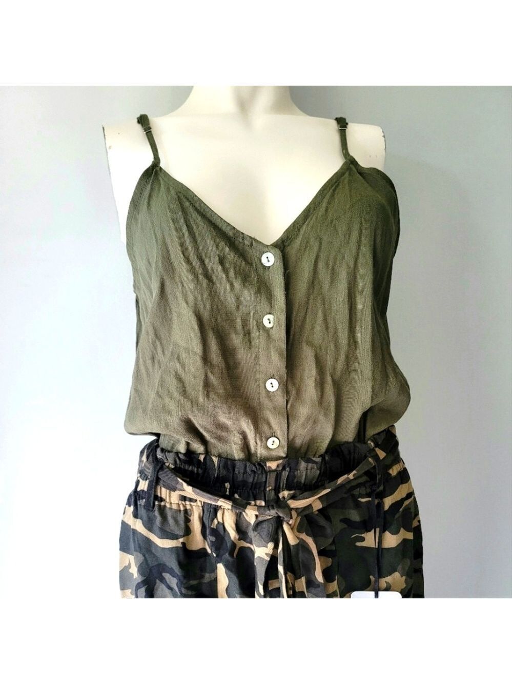 BRAND NEW! Shinestar Sleeveless Camo Green Short Romper